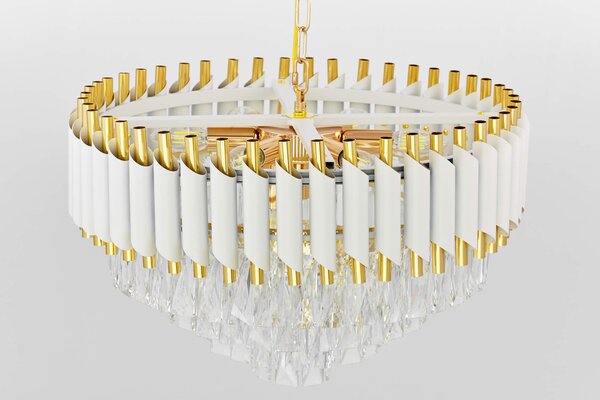 LAMPA WISZĄCA ŻYRANDOL KRYSZTAŁOWY BIAŁO-ZŁOTY MAZINI D50