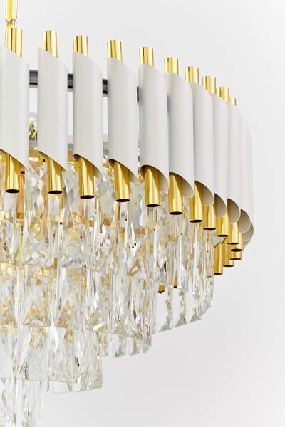 LAMPA WISZĄCA ŻYRANDOL KRYSZTAŁOWY BIAŁO-ZŁOTY MAZINI D50