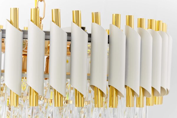 LAMPA WISZĄCA ŻYRANDOL KRYSZTAŁOWY BIAŁO-ZŁOTY MAZINI D50