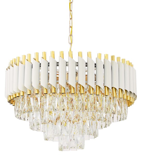 LAMPA WISZĄCA ŻYRANDOL KRYSZTAŁOWY BIAŁO-ZŁOTY MAZINI D50
