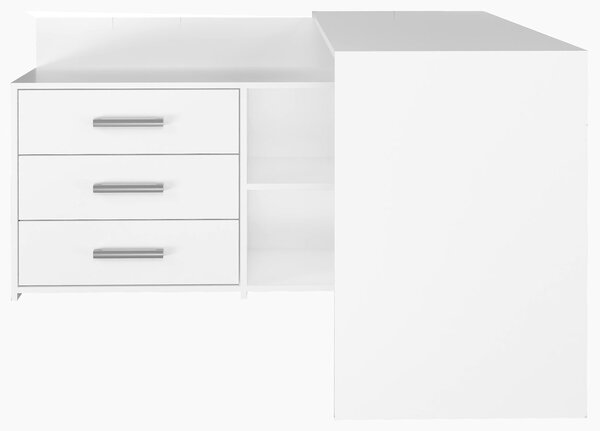 Białe narożne biurko z szufladami, komodą - Aramis