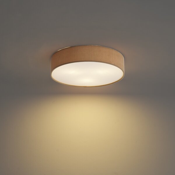 Nowoczesna lampa sufitowa taupe z aksamitnym abażurem 46 cm 3-źródła światła - Luz