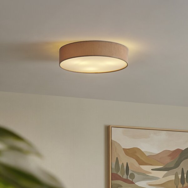 Nowoczesna lampa sufitowa taupe z aksamitnym abażurem 46 cm 3-źródła światła - Luz