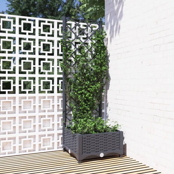 Donica ogrodowa z kratką, ciemnoszara, 40x40x121,5 cm, PP