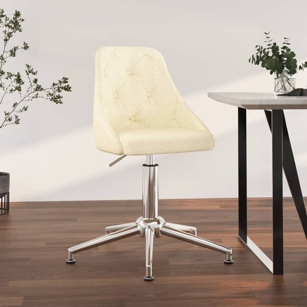 Obrotowe krzesło biurowe, kremowe, tapicerowane tkaniną