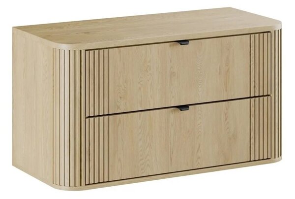 Szafka pod umywalkę nablatową OVALIA CREMONA 2S 100cm dąb cremona z blatem