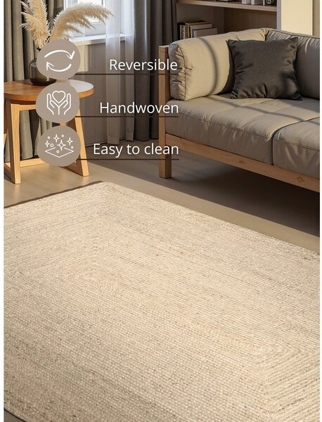 Kremowy dywan z juty dwustronny/tkany ręcznie 80x150 cm Juno – Hanse Home