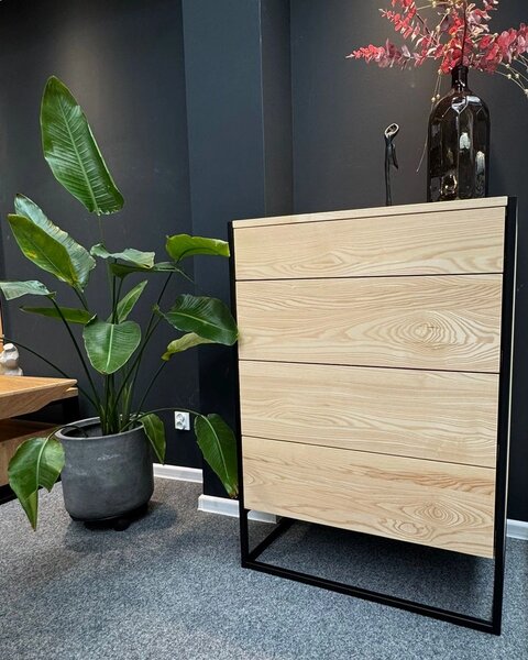 Komoda skandynawska Moon 80 cm, lakier matowy, jesion – Outlet Jesion 80 cm