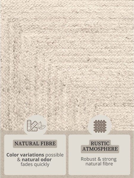 Kremowy dywan z juty dwustronny/tkany ręcznie 80x150 cm Juno – Hanse Home
