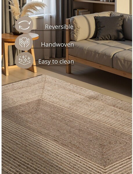 Dywan z juty dwustronny/tkany ręcznie w jasnym naturalnym kolorze/w ciemnym naturalnym kolorze 120x170 cm Juno – Hanse Home