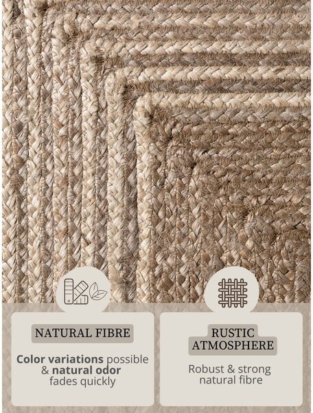 Dywan z juty dwustronny/tkany ręcznie w jasnym naturalnym kolorze/w ciemnym naturalnym kolorze 120x170 cm Juno – Hanse Home