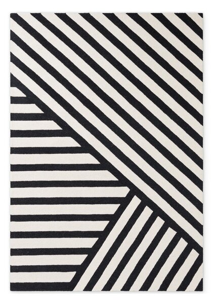 Czarno-biały wełniany dywan tkany ręcznie 120x180 cm Stryve Noir – Elle Decoration