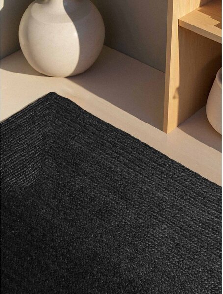 Czarny dywan z juty dwustronny/tkany ręcznie 80x150 cm Juno – Hanse Home