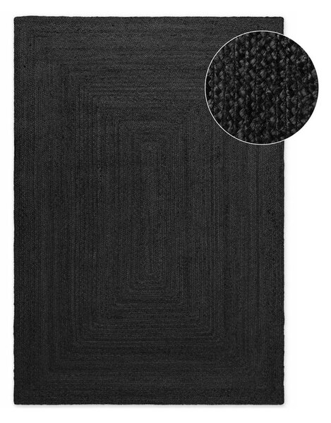 Czarny dywan z juty dwustronny/tkany ręcznie 80x150 cm Juno – Hanse Home