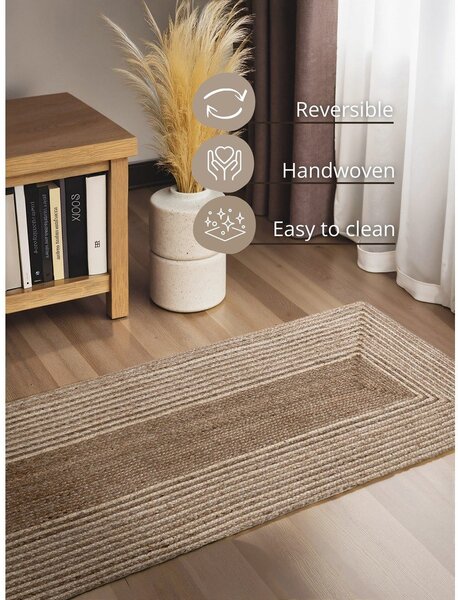 Chodnik z juty dwustronny/tkany ręcznie w jasnym naturalnym kolorze/w ciemnym naturalnym kolorze 80x200 cm Juno – Hanse Home