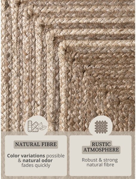 Chodnik z juty dwustronny/tkany ręcznie w jasnym naturalnym kolorze/w ciemnym naturalnym kolorze 80x200 cm Juno – Hanse Home