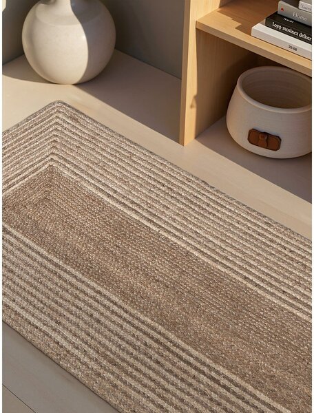 Chodnik z juty dwustronny/tkany ręcznie w jasnym naturalnym kolorze/w ciemnym naturalnym kolorze 80x200 cm Juno – Hanse Home