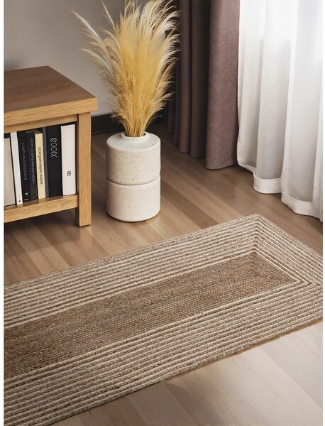 Chodnik z juty dwustronny/tkany ręcznie w jasnym naturalnym kolorze/w ciemnym naturalnym kolorze 80x200 cm Juno – Hanse Home