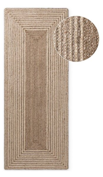 Chodnik z juty dwustronny/tkany ręcznie w jasnym naturalnym kolorze/w ciemnym naturalnym kolorze 80x200 cm Juno – Hanse Home