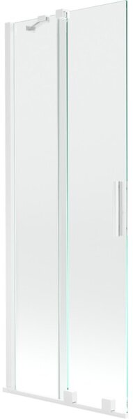 Mexen Velar parawan nawannowy 2-skrzydłowy rozsuwany 75 x 150 cm, transparent, biały - 896-075-000-01-20