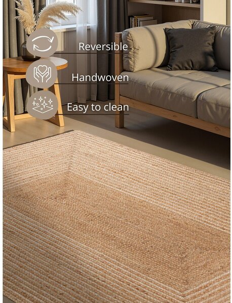 Dywan z juty dwustronny/tkany ręcznie w naturalnym kolorze/w jasnym naturalnym kolorze 120x170 cm Juno – Hanse Home