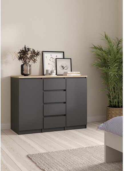 Ciemnoszara komoda 121x91x50 cm Naia – Tvilum