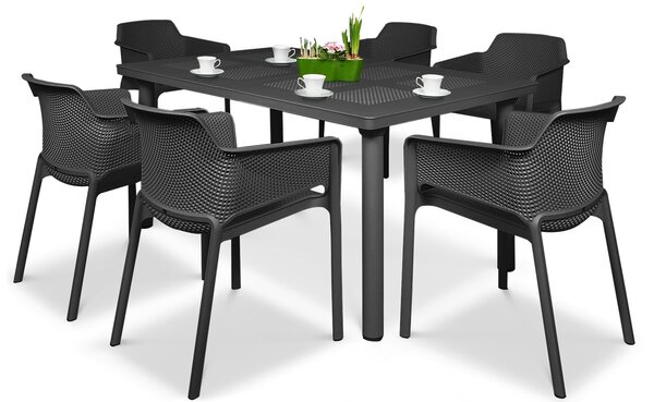 Zestaw ogrodowy Nardi NET/LIBECCIO 160-220cm 6+1 Antracite
