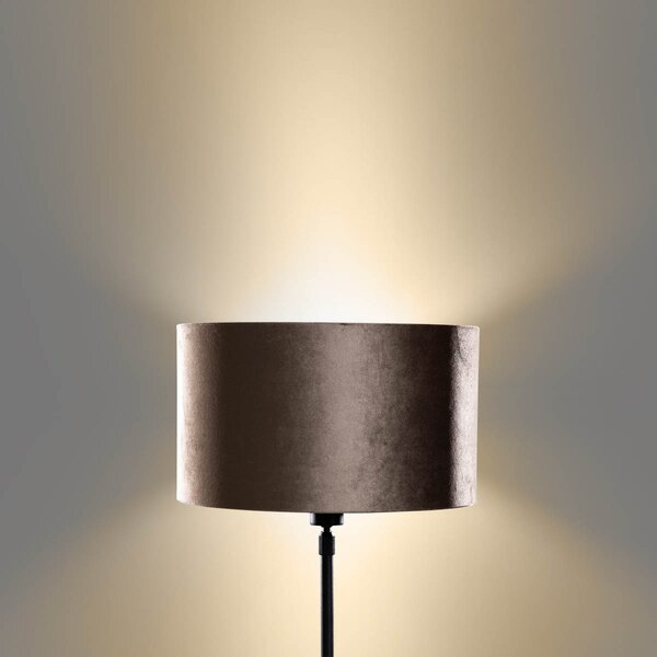 Lampa stołowa czarna z aksamitnym brązowym abażurem 35 cm - Parte