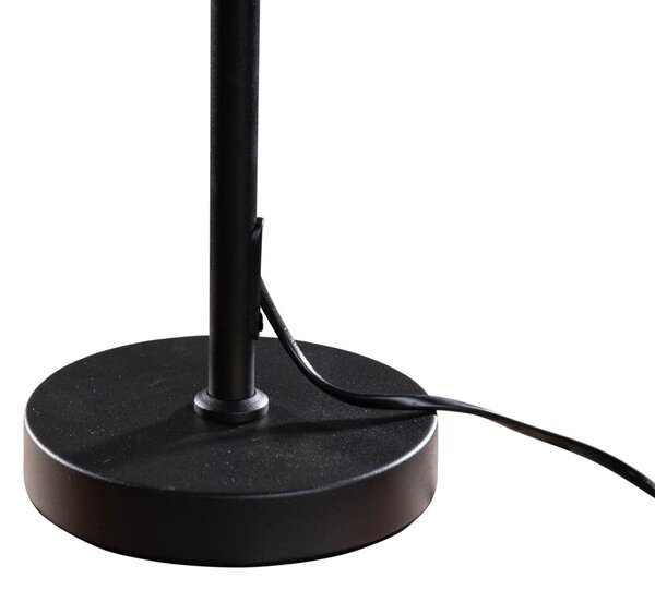 Lampa stołowa czarna z aksamitnym brązowym abażurem 35 cm - Parte