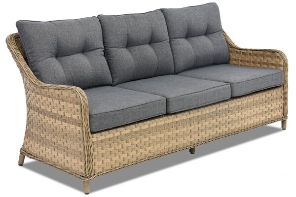 Trzyosobowa sofa technorattanowa Toledo Garden Point cappuccino