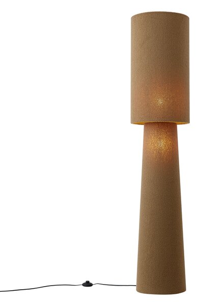 Lampa podłogowa Japandi brązowa tkanina typu teddy 2-źródła światła - Trompet