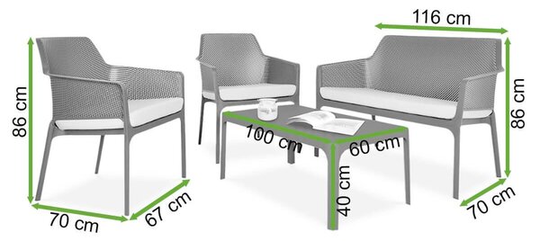 Komplet ogrodowy Nardi NET RELAX Tortora + poduszki