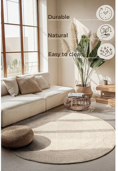 Kremowy okrągły dywan z juty dwustronny/tkany ręcznie ø 200 cm Braided – Hanse Home