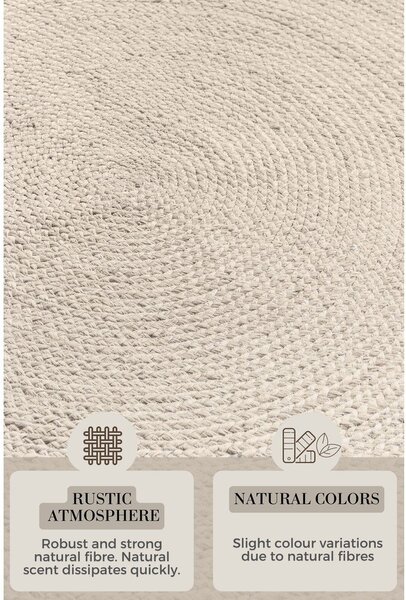 Kremowy okrągły dywan z juty dwustronny/tkany ręcznie ø 200 cm Braided – Hanse Home