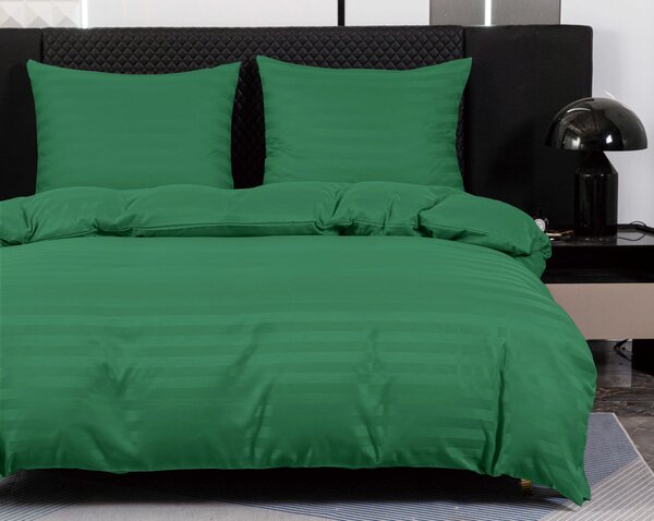 Hotelowa pościel z mikrofibry JASMINE ciemnozielona - pasek 2 cm Rozmiar pościeli: 2 szt 70 x 90 cm | 200 x 220 cm