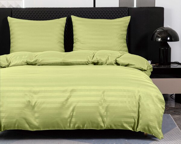 Hotelowa pościel z mikrofibry JASMINE pistacjowa - pasek 2 cm Rozmiar pościeli: 70 x 90 cm | 140 x 200 cm