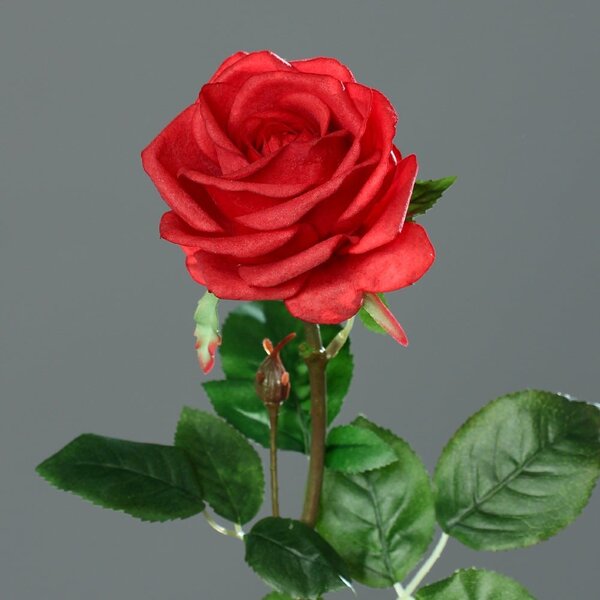 Róża Sztuczna 66 cm - Czerwona - Naturalna w Dotyku