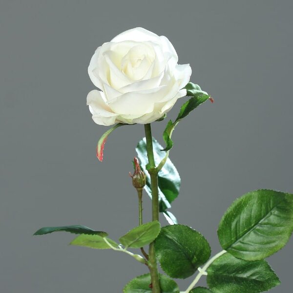 Róża Sztuczna 66 cm - Biała - Naturalna w Dotyku