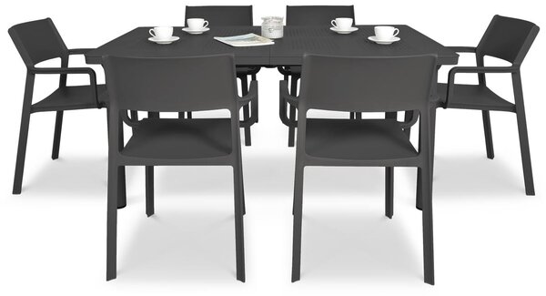 Zestaw ogrodowy Nardi TRILL/LIBECCIO 160-220cm 6+1 Antracite
