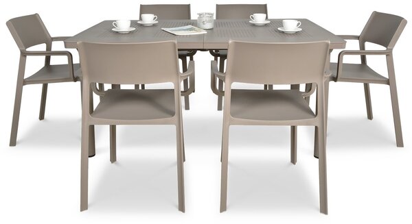 Zestaw ogrodowy Nardi TRILL/LIBECCIO 160-220cm 6+1 Tortora
