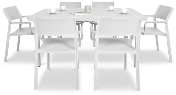 Zestaw ogrodowy Nardi TRILL/LIBECCIO 160-220cm 6+1 Bianco