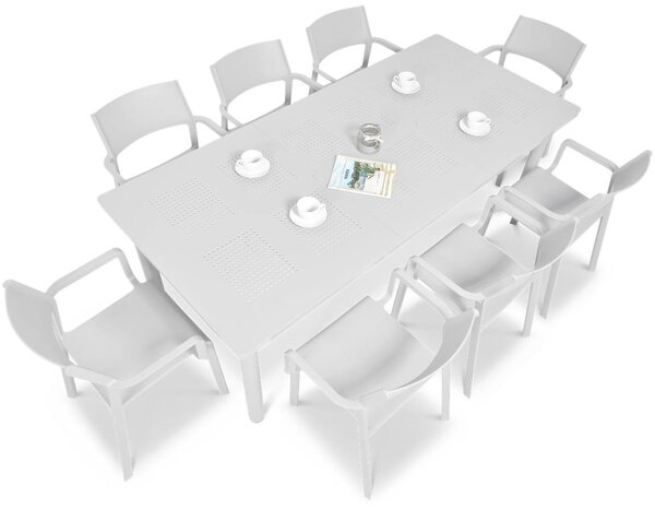 Zestaw ogrodowy Nardi TRILL/LIBECCIO 160-220cm 8+1 Bianco