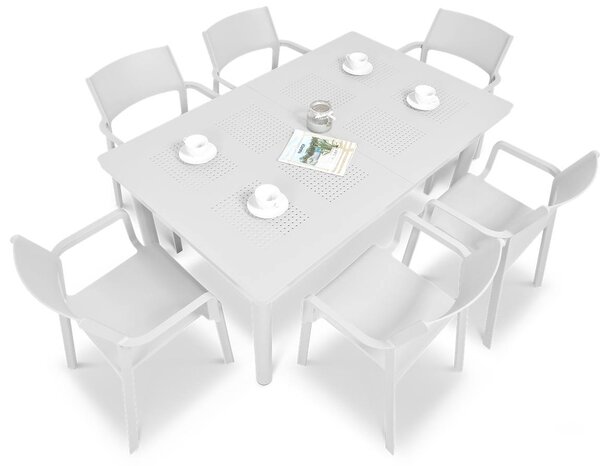 Zestaw ogrodowy Nardi TRILL/LIBECCIO 160-220cm 6+1 Bianco