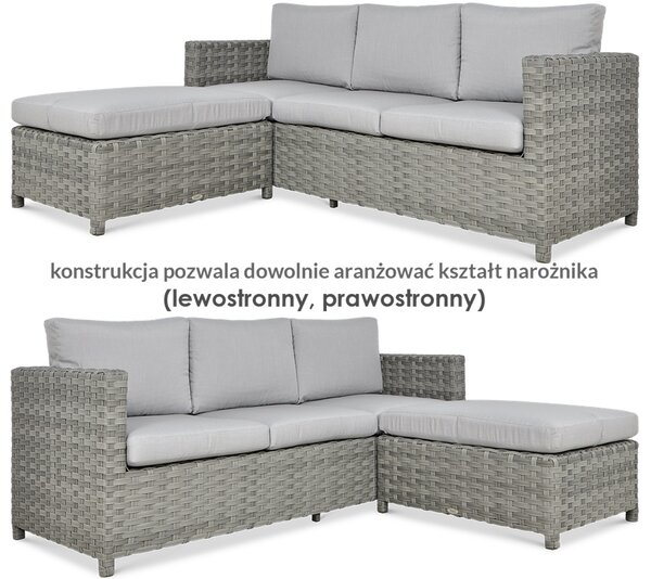 Narożnik technorattanowy MARCO CAFFE Modern Grey