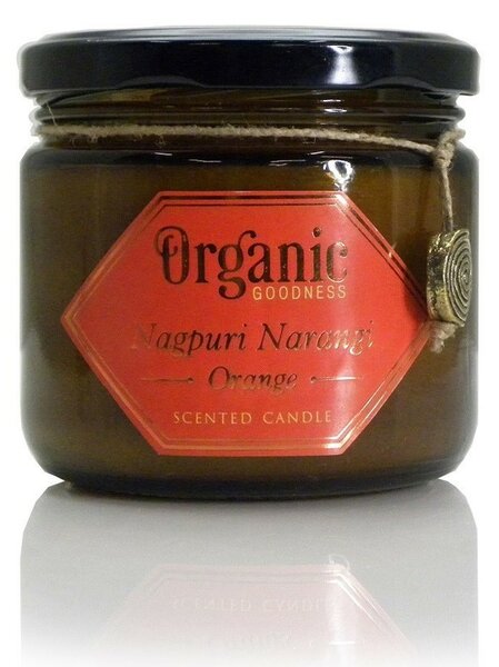 Naturalna sojowa świeca zapachowa Nagpuri Narangi - Pomarańcza 200g w bursztynowym szkle