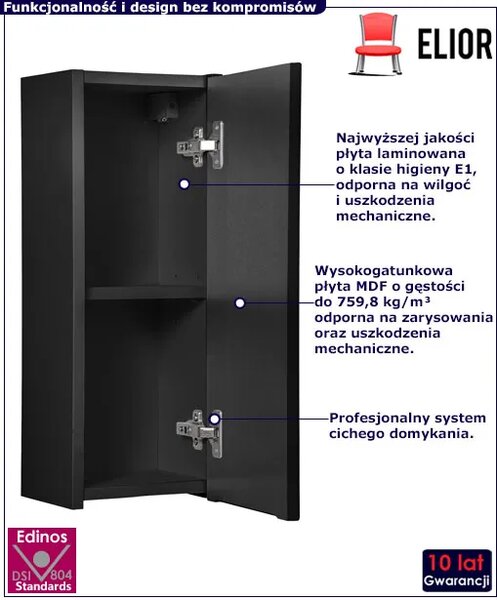 Nowoczesna czarna wisząca szafka łazienkowa K4-R85