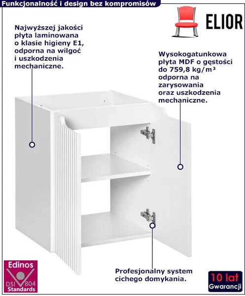Biała ryflowana szafka łazienkowa pod umywalkę H9-Z64