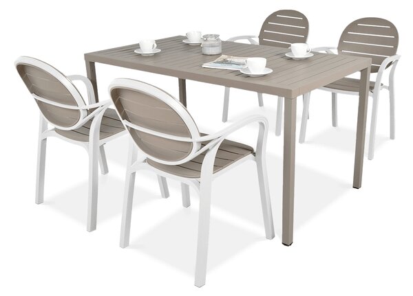 Komplet ogrodowy Nardi PALMA/CUBE 140 4+1 Bianco Tortora