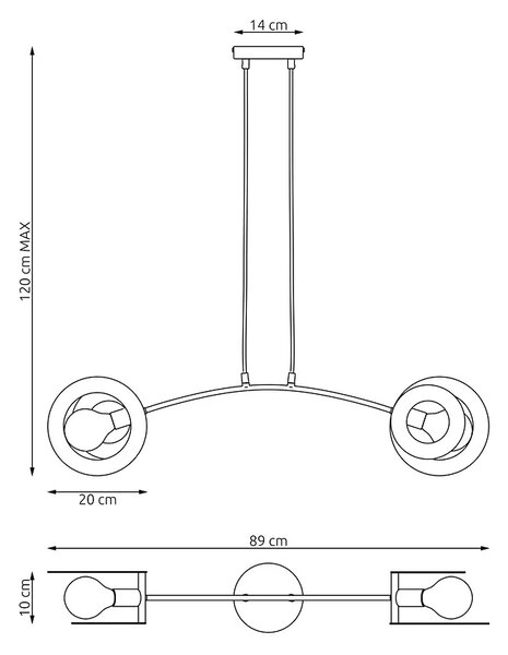 Czarna nowoczesna lampa wisząca - 6X D155 N0-R03