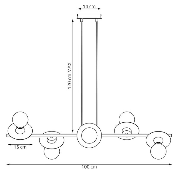 Czarno-złota nowoczesna lampa wisząca - D159 R8-H70